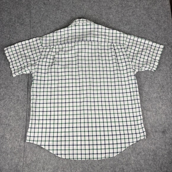 LL Bean Shirt Mens XL White Green Blue Striped Short Sleeve Seersucker USA Vtg - Picture 4 of 9